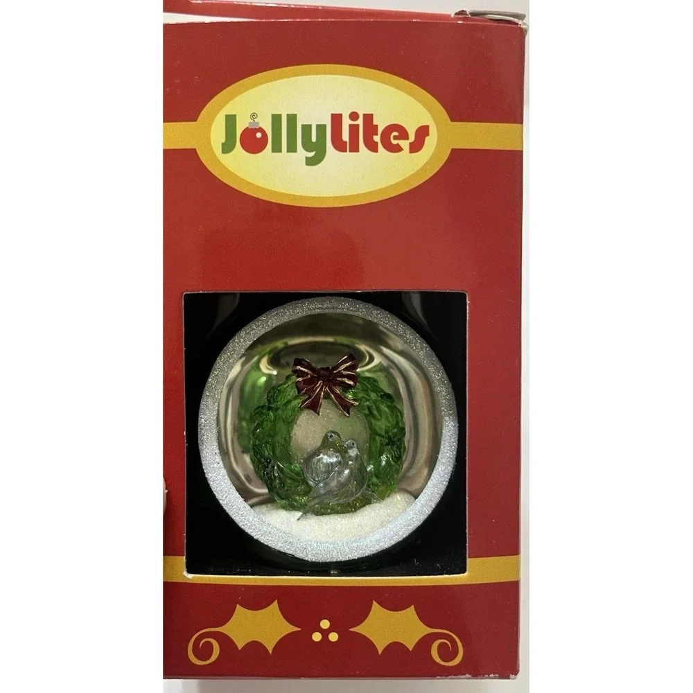 Christmas JollyLites Christmas Ornaments Illuminated Set Of 2 Candles Wreath